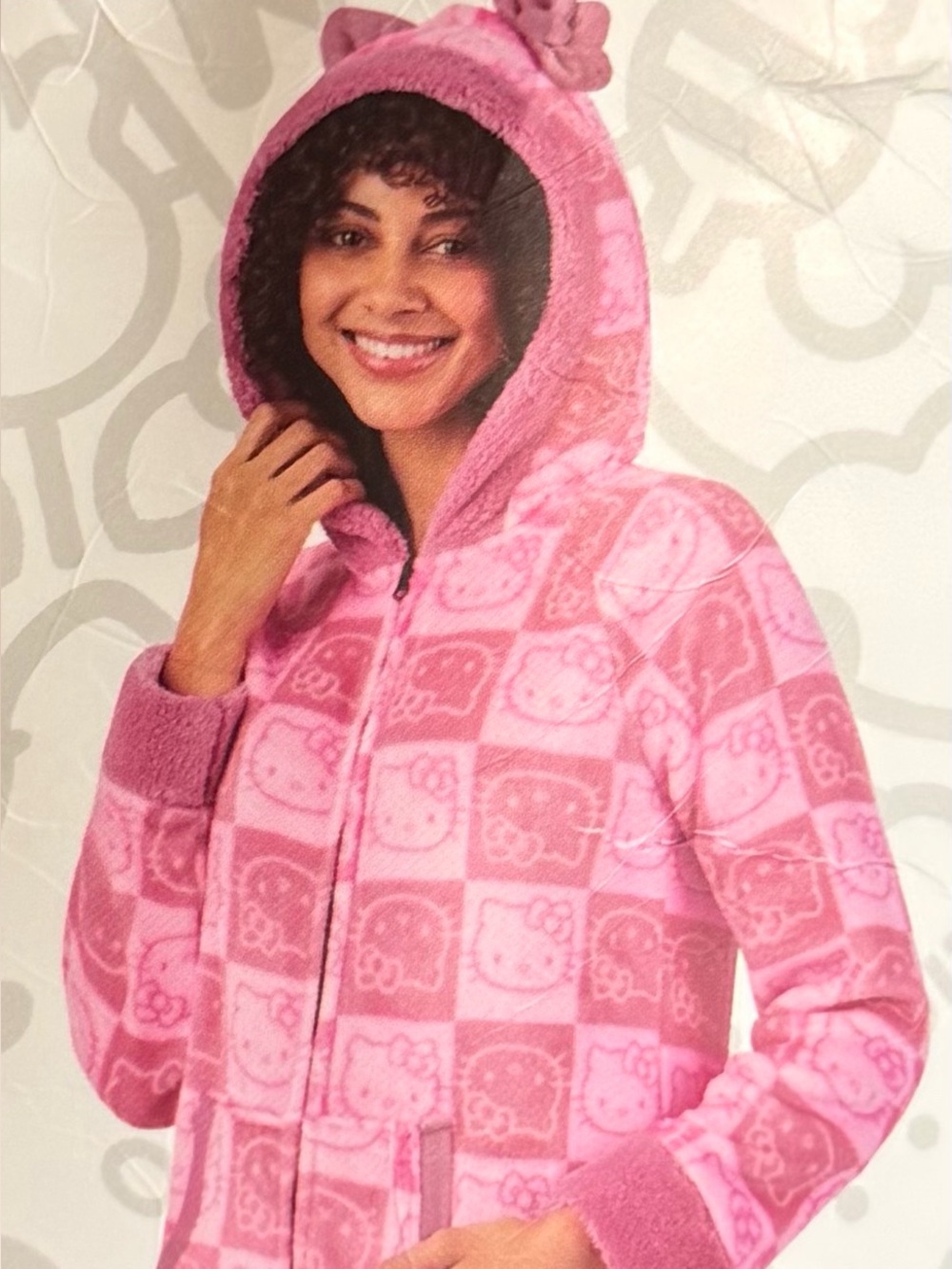 Hello Kitty One Piece Fleece Sleepwear Women Pajama Size S